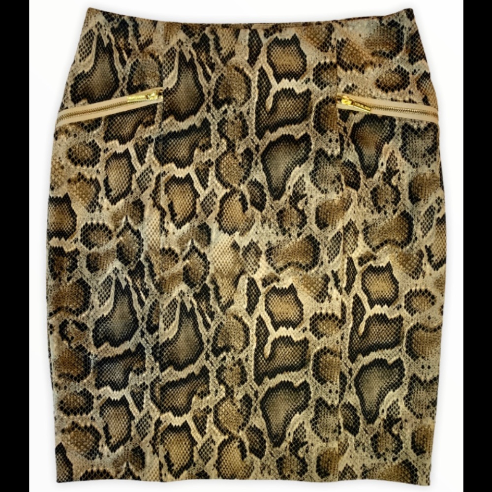 Michael Kors Brown Animal Print Pencil Skirt